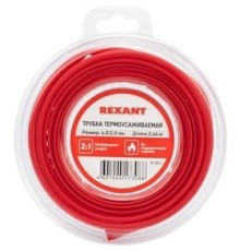 REXANT 29-0014 Трубка термоусаживаемая ТУТ нг 4,0/2,0мм, красная, ролик 2,44м