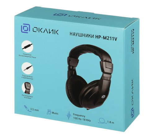Наушники мониторные Оклик HP-M211V 1.8м черный проводные оголовье Наушники мониторные Оклик HP-M211V 1.8м черный проводные оголовье