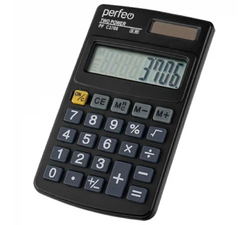 Perfeo калькулятор карманный PF_C3706, 8-разр., черный