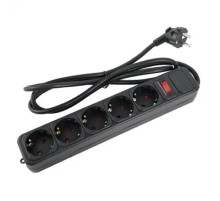 Perfeo сетевой фильтр "REAL POWER", 5,0м, 5 розеток, 16А, 3500 Вт, тройная защита, черный.