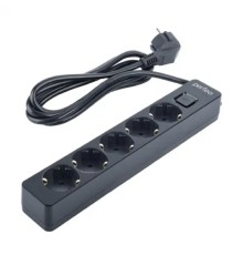 Perfeo сетевой фильтр "REAL  STREAM, 1,8м, 5 розеток, 16А, 3500 Вт, тройная защита, черный.