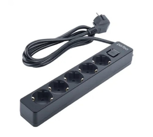 Perfeo сетевой фильтр "REAL  STREAM, 3,0м, 5 розеток, 16А, 3500 Вт, тройная защита, черный.
