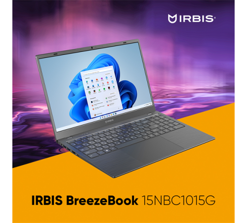Ноутбук IRBIS Breeze 15NBC1015 Intel N100 15.6"LCD 1920*1080 IPS,8GB LPDDR 5 4800+256GB SSD,AC wifi,camera: 2MP,5000mha battery,USB TYPE C,Windows 11 Pro RUS/plastic/Grey (15NBC1015G) Ноутбук IRBIS Breeze 15NBC1015 Intel N100 15.6"LCD 1920*1080 IPS,8GB LPDDR 5 4800+256GB SSD,AC wifi,camera: 2MP,5000mha battery,USB TYPE C,Windows 11 Pro RUS/plastic/Grey (15NBC1015G)