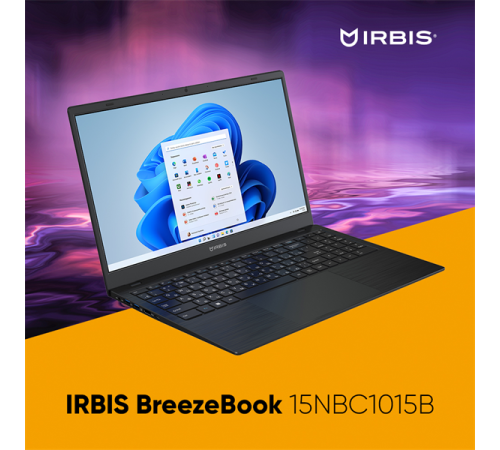Ноутбук IRBIS Breeze 15NBC1015 Intel N100 15.6"LCD 1920*1080 IPS,8GB LPDDR 5 4800 +256GB SSD, AC wifi,camera: 2MP,5000mha battery,USB TYPE C,Windows 11 Pro RUS/plastic/Black (15NBC1015B) Ноутбук IRBIS Breeze 15NBC1015 Intel N100 15.6"LCD 1920*1080 IPS,8GB LPDDR 5 4800 +256GB SSD, AC wifi,camera: 2MP,5000mha battery,USB TYPE C,Windows 11 Pro RUS/plastic/Black (15NBC1015B)