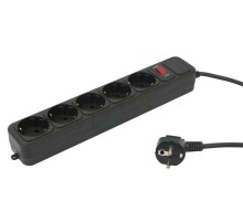 Сетевой фильтр PC Pet AP01006-3-B 3м (5 розеток) черный (пакет ПЭ)