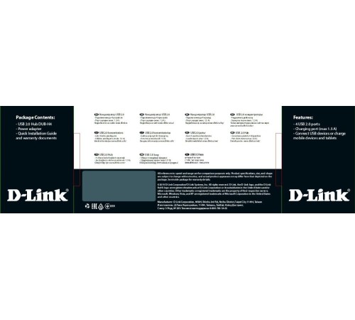 Разветвитель USB 2.0 D-Link DUB-H4 4порт. черный (DUB-H4/E1A)