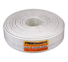 PROconnect (01-2201) Кабель коаксиальный RG-6U, 75Ом, Cu/Al/Cu, 48%, 100м, INDOOR, белый
