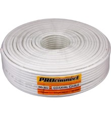 PROconnect (01-2201) Кабель коаксиальный RG-6U, 75Ом, Cu/Al/Cu, 48%, 100м, INDOOR, белый