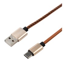 Rexant (18-1897) Кабель USB-A – Type-C, 2,1A, 1м, эко-кожа, коричневый