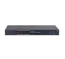 DAHUA DH-CS4218-16ET-190 16-портовый PoE коммутатор L2 с функцией облачного управления, 16xRJ45 100Mb PoE, 2хКомбо SFP/RJ45 1Gb uplink, суммарно 190Вт, коммутация 7.2 Гбит/с, MAC-таблица 8К, металл