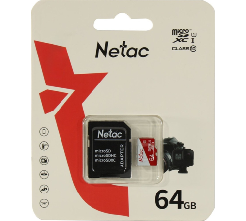 Носитель информации Netac P500 ECO 64GB MicroSDXC U1/C10 up to 80MB/s, retail pack with SD Adapter (NT02P500ECO-064G-R) Носитель информации Netac P500 ECO 64GB MicroSDXC U1/C10 up to 80MB/s, retail pack with SD Adapter (NT02P500ECO-064G-R)