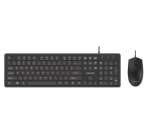 Аксессуары Philips Проводной Комплект  SPT6264, USB 2.0 104 клав/3 кнопки, 800-2400dpi, русская заводская раскладка, чёрный (SPT6264B/60)