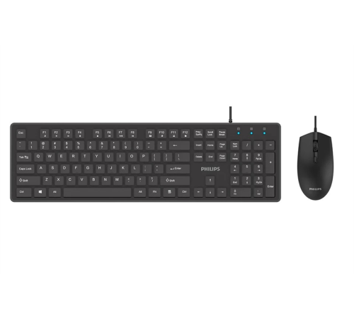 Аксессуары Philips Проводной Комплект  SPT6264, USB 2.0 104 клав/3 кнопки, 800-2400dpi, русская заводская раскладка, чёрный (SPT6264B/60)