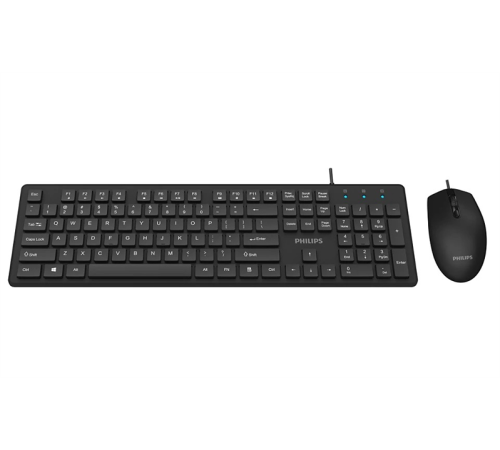 Аксессуары Philips Проводной Комплект  SPT6264, USB 2.0 104 клав/3 кнопки, 800-2400dpi, русская заводская раскладка, чёрный (SPT6264B/60)