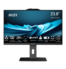 Моноблок MSI Pro AP242P 14M AiO 23,8" FHD(1920x1080)IPS AG Non-touch, Core i3-14100 (3.5GHz), 8Gb DDR5 (1x8Gb), 512GB SSD, Intel UHD,WiFi,BT,camera,WirelessKB&mouse Eng/Rus,noOS,1y w-ty,Black (9S6-AE0621-827)