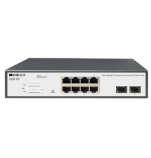 Коммутатор ORIGO Настраиваемый L2 PoE-коммутатор 8x1000Base-T PoE, 2x1000Base-X SFP, PoE-бюджет 120 Вт, комплект для установки в 19" стойку (OS2410P/120W/A1A)