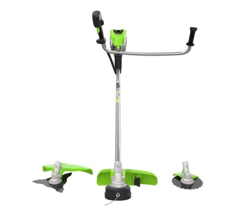 Greenworks TB201H Триммер аккумуляторный , 82V, 2,0 кВт, 46 см, c трехлопастным ножом и кусторезом, бесщеточный, без АКБ и ЗУ [2112407]