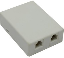 GCR Розетка телефонная на 2 порта RJ-11 6р4с, накладная, белая, GA-TLUS-023 Greenconnect GA-TLUS-023