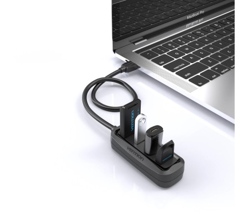 Концентратор Vention USB 2.0 на 4 порта Черный - 1м. Vention VAS-J43-B100