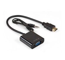 Exegate EX297588RUS Кабель-переходник HDMI-VGA ExeGate EX-HDMIM-VGAF-3.5JackS-0.3 (19M/15F, 0,3м + аудио 3.5mm Jack M 0,5м) Преобразователь цифрового HDMI сигнала в VGA видео и стерео-аудио