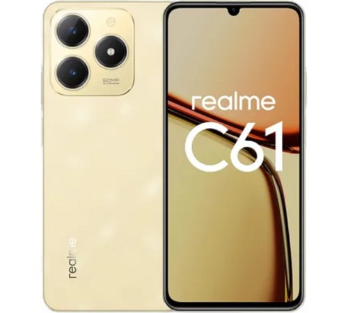 Смартфон Realme RMX3930 C61 128Gb 8Gb блестящий золотой моноблок 3G 4G 6.67" 720x1600 Android 13 50Mpix 802.11 a/b/g/n/ac NFC GPS GSM900/1800 GSM1900 TouchSc