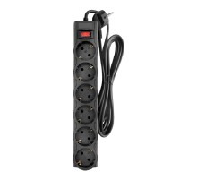 CBR Сетевой фильтр CSF 2606-3.0 Black, 6 евророзеток, длина кабеля 3 метра, цвет чёрный (пакет)