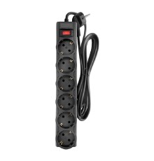 CBR Сетевой фильтр CSF 2606-3.0 Black, 6 евророзеток, длина кабеля 3 метра, цвет чёрный (пакет)