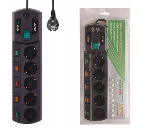 Сетевой фильтр Most ERG 2м (5 розеток) черный (коробка)