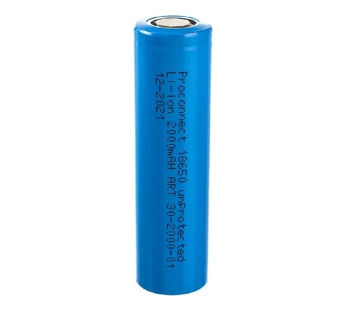 PROconnect (30-2000-01) Аккумулятор Li-ion 18650, 3,7В, 2000мАч, без платы защиты, плоский контакт, 1 шт, пакет