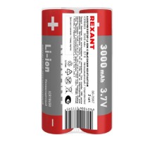 Rexant (30-2037) Аккумулятор Li-ion (литий-ион) 18650, 3,7В, 3000мАч, без платы защиты, 2 шт, пластиковая упаковка