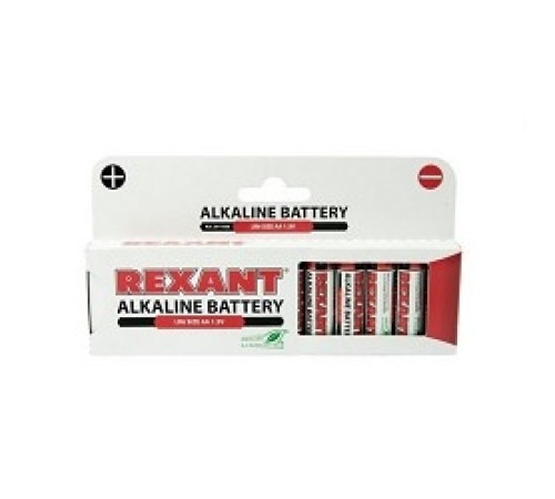 Rexant (30-1026) Батарейка алкалиновая AA/LR6, 1,5В, 12 шт, блистер Rexant (30-1026) Батарейка алкалиновая AA/LR6, 1,5В, 12 шт, блистер