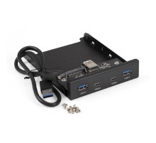Exegate EX297553RUS  Планка USB на переднюю панель ExeGate U3H-622, 3,5", 2*TypeA +2*TypeC (USB 3.2 Gen2 (SuperSpeed USB 10Gbps), черная, металл, подсоединение к мат. плате)