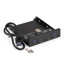 Exegate EX297553RUS  Планка USB на переднюю панель ExeGate U3H-622, 3,5", 2*TypeA +2*TypeC (USB 3.2 Gen2 (SuperSpeed USB 10Gbps), черная, металл, подсоединение к мат. плате)