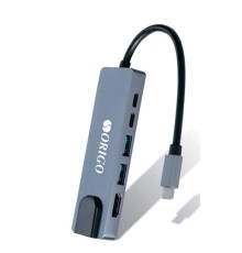 ORIGO OU3340NPD/A1A Док-станция USB-C 6-в-1 2xUSB 3.0, USB-C/PD 3.0, USB-C, HDMI, Gigabit LAN