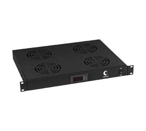 Cabeus JG03t-BK Модуль вентиляторный 19", 4 вентилятора, с цифровым термодатчиком, цвет черный (RAL 9004)