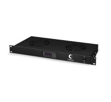 Cabeus JG02-BK Модуль вентиляторный 19", глубина 170 mm, 2 вентилятора, с цифровым термодатчиком, цвет черный (RAL 9004)