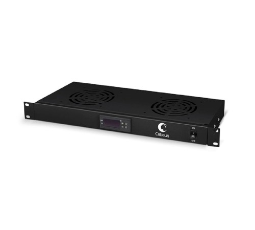 Cabeus JG02-BK Модуль вентиляторный 19", глубина 170 mm, 2 вентилятора, с цифровым термодатчиком, цвет черный (RAL 9004)