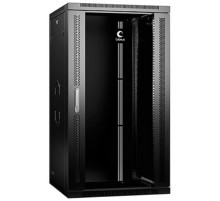 Cabeus SH-05F-22U60/60-R-BK Шкаф телекоммуникационный настенный разобранный 19" 22U 600x600x1082mm (ШхГхВ) дверь стекло, цвет черный (RAL 9004)