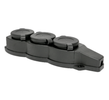 EKF RPS-015-16-230-44 Розетка трехместная с защит. крышками каучуковая 230В 2P+PE 16A IP44 EKF PROxima