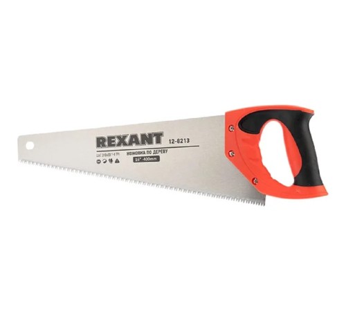 Rexant (12-8213) Ножовка по дереву Зубец 400мм, 7-8 TPI, каленый зуб 2D, двухкомпонентная рукоятка