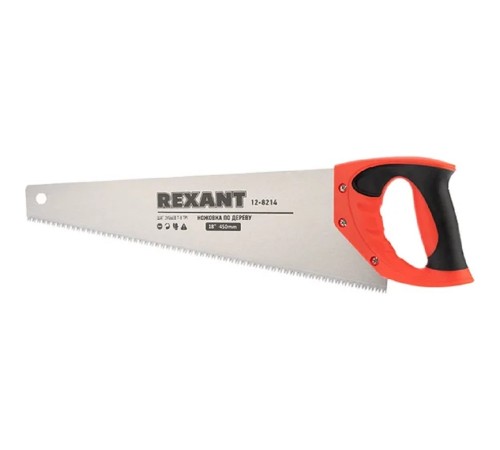 Rexant (12-8214) Ножовка по дереву Зубец 450мм, 7-8 TPI, каленый зуб 2D, двухкомпонентная рукоятка