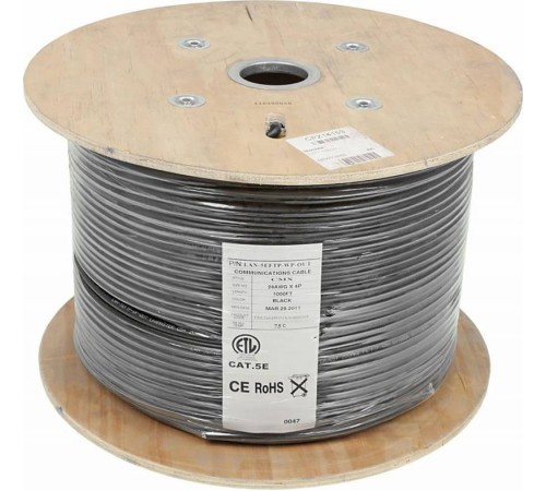 Кабель информационный Lanmaster LAN-5EFTP-WP-OUT кат.5е F/UTP общий экран 4X2X24AWG PE внешний 305м