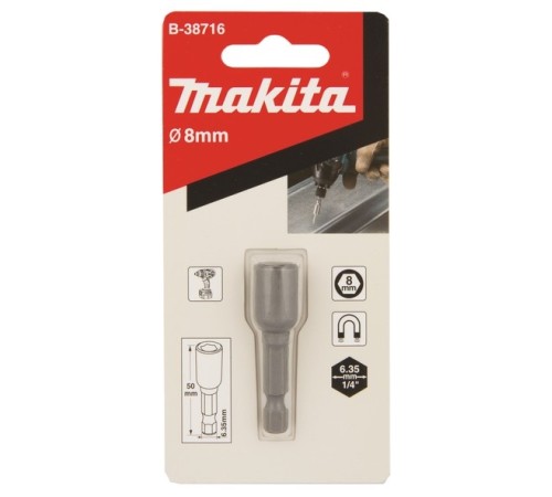 Makita Головка магнитная торцевая,8x50 мм, хв-6-ти гран 1\4",д\шуруповертов [B-38716]