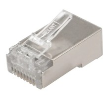 Rexant (06-0082-A10) Разъем сетевой LAN на кабель, штекер 8Р8С (RJ-45), под обжим, в экране, 10шт.
