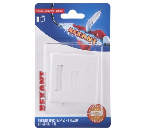 Rexant (06-0106-C) Розетка телефонная + сетевая LAN, на стену, (гнездо 8Р8С (RJ-45) + гнездо 6Р4С (RJ-11)) Rexant (06-0106-C) Розетка телефонная + сетевая LAN, на стену, (гнездо 8Р8С (RJ-45) + гнездо 6Р4С (RJ-11))