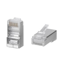 Cabeus 8P8C-SH Коннектор RJ-45 под витую пару, категория 5e, экранированный, универсальный (для одножильного и многожильного кабеля) для проводников с толщиной по изоляции до 1,05 мм