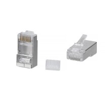 Cabeus 8P8C-SH-C6-TWP Коннектор RJ-45 под витую пару, категория 6/7, экранированный, для многожильного кабеля, для проводников с толщиной по изоляции до 1,05 мм, со вставкой