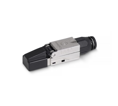 Cabeus 8P8C-SH-C6-TWP-F Коннектор с фиксатором кабеля и колпачком RJ-45(8P8C) под витую пару, категория 6, экранированный, для одножильного кабеля, со вставкой