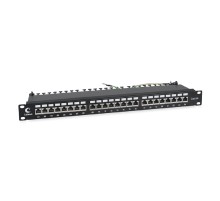 Cabeus PL-24-Cat.6a-SH-Dual IDC Патч-панель 19" (1U), 24 порта RJ-45, категория 6a, полностью экранированная, с задним кабельным организатором
