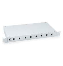 Cabeus FO-19-8SC Кросс бокс оптический 19" на 8 SC (LC duplex) со сплайс пластиной и КДЗС (без пигтейлов и проходных адаптеров)